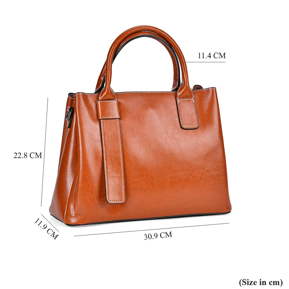Milan Fashion Closeout - 100% Genuine Leather Crossbody Bag with 2 Long Shoulder Strap -  Tan