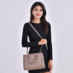 Designer Closeout - Genuine Leather Crossbody Bag With Handle Drop  (Size28x13x21 Cm) - Taupe
