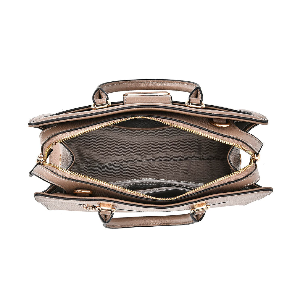 Designer Closeout - Genuine Leather Crossbody Bag With Handle Drop  (Size28x13x21 Cm) - Taupe