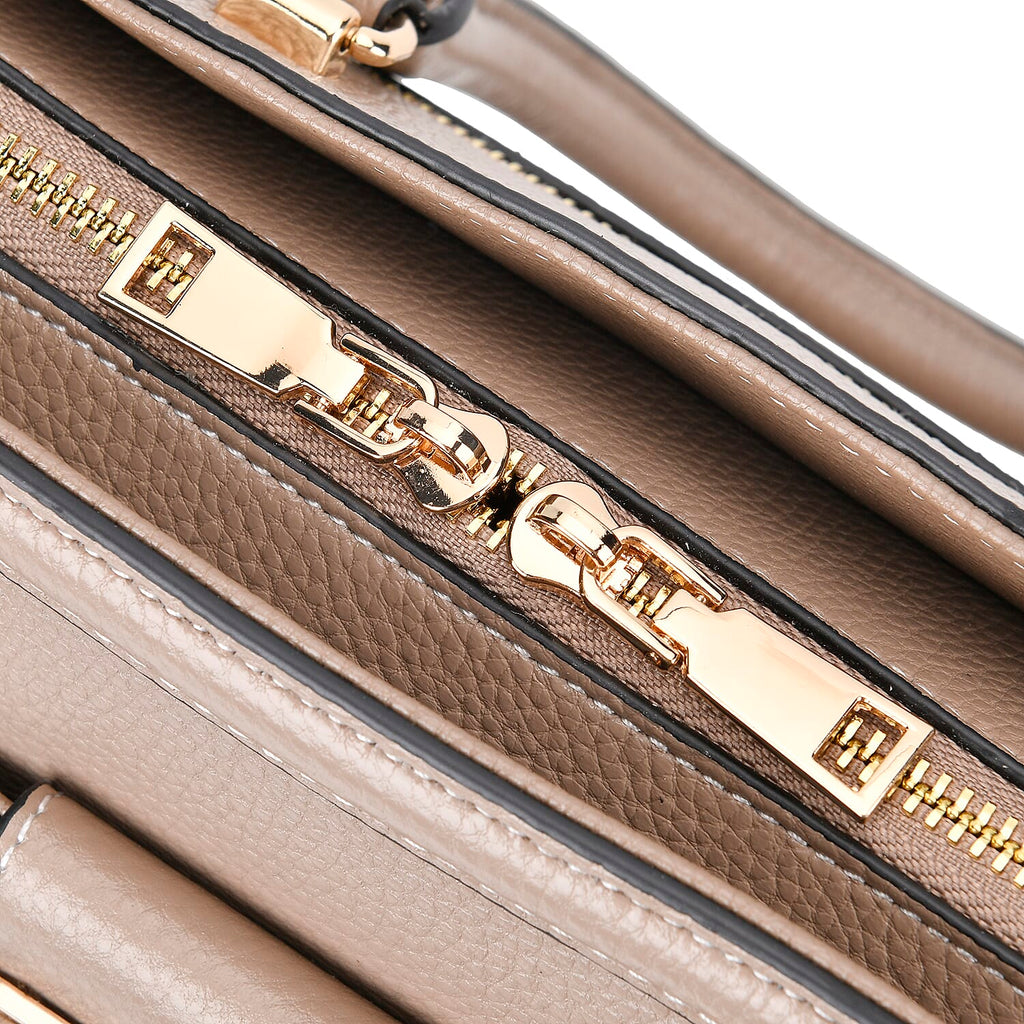 Designer Closeout - Genuine Leather Crossbody Bag With Handle Drop  (Size28x13x21 Cm) - Taupe
