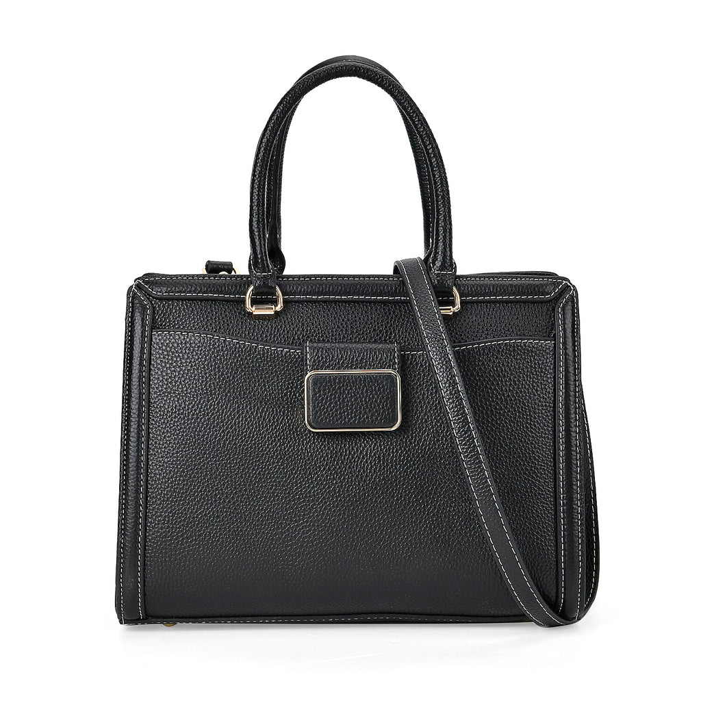 Designer Closeout - Genuine Leather Crossbody Bag With Handle Drop  (Size28x13x21 Cm) - Black