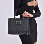 Designer Closeout - Genuine Leather Crossbody Bag With Handle Drop  (Size28x13x21 Cm) - Black