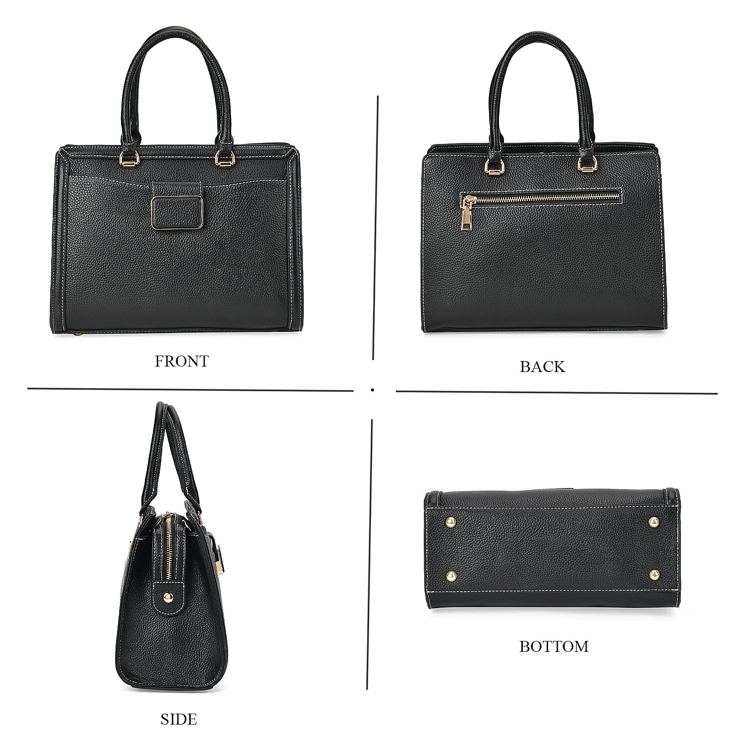 Designer Closeout - Genuine Leather Crossbody Bag With Handle Drop  (Size28x13x21 Cm) - Black