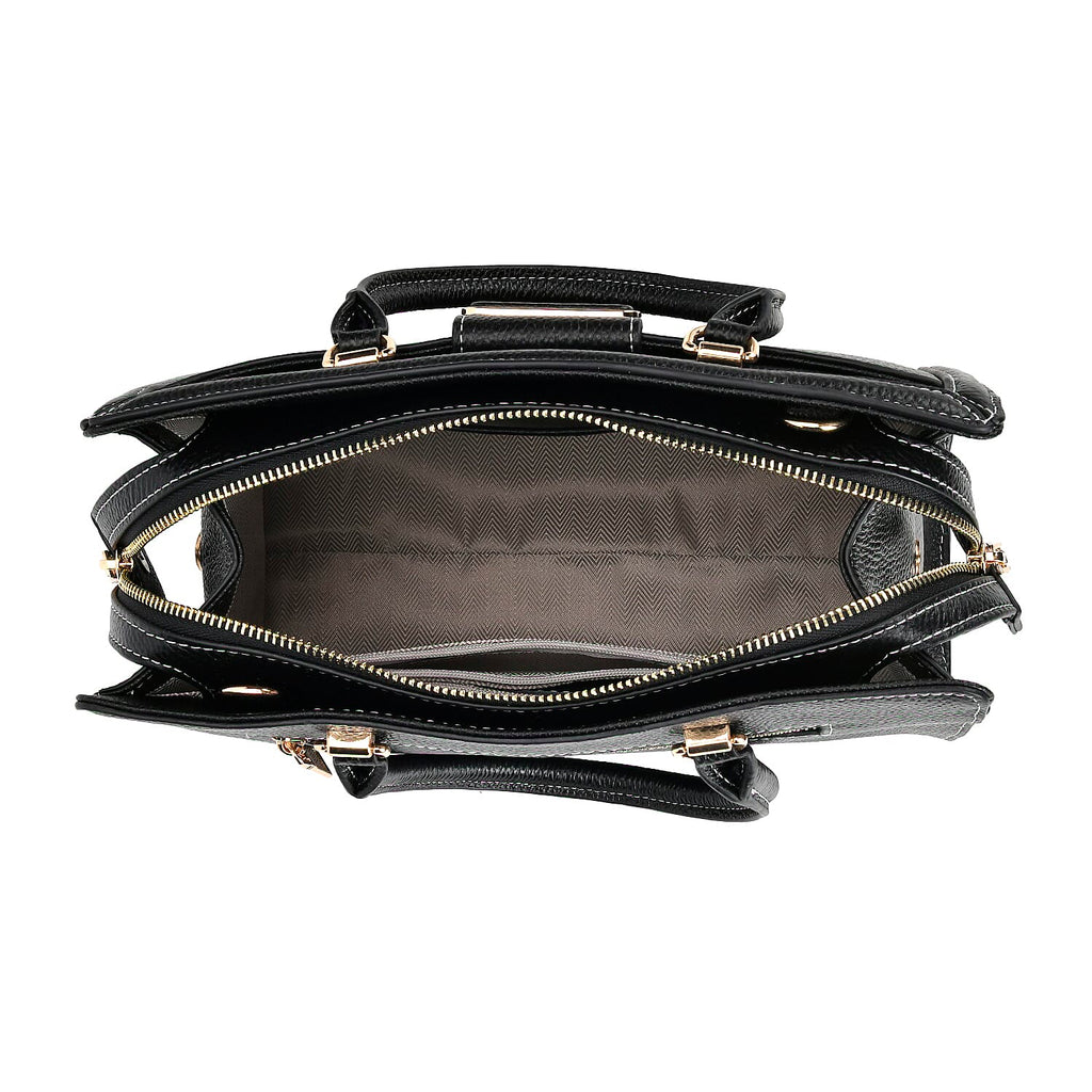Designer Closeout - Genuine Leather Crossbody Bag With Handle Drop  (Size28x13x21 Cm) - Black
