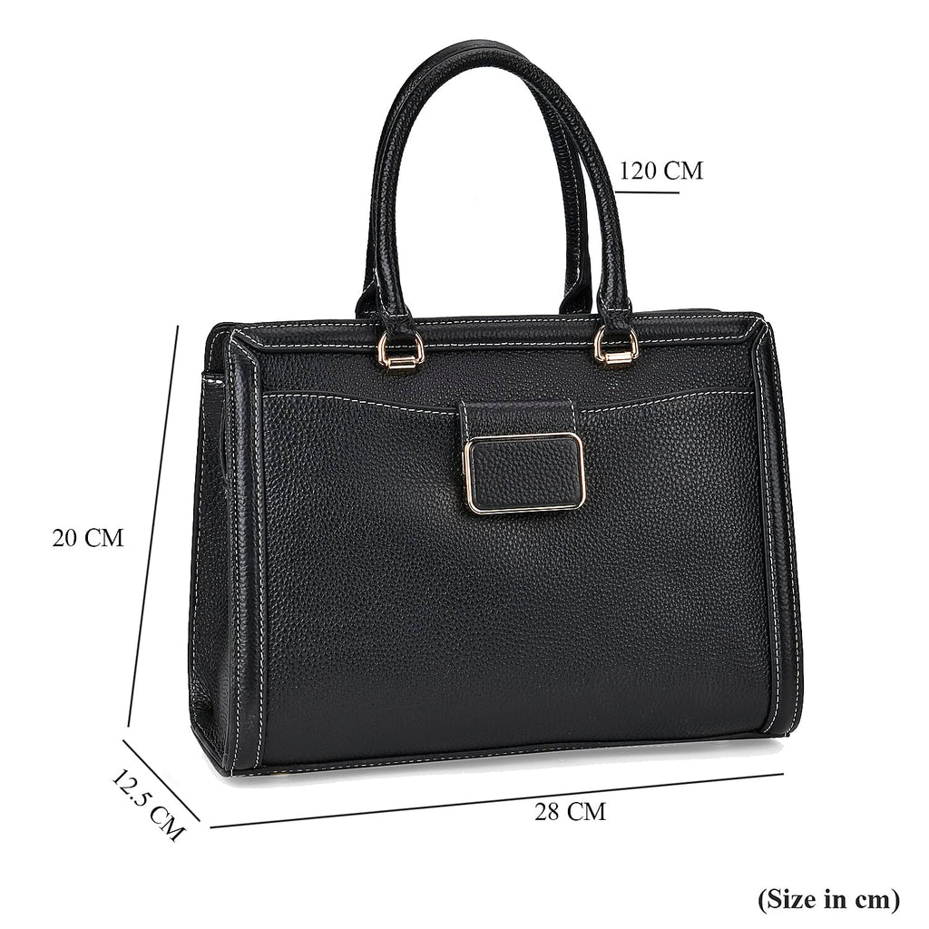 Designer Closeout - Genuine Leather Crossbody Bag With Handle Drop  (Size28x13x21 Cm) - Black
