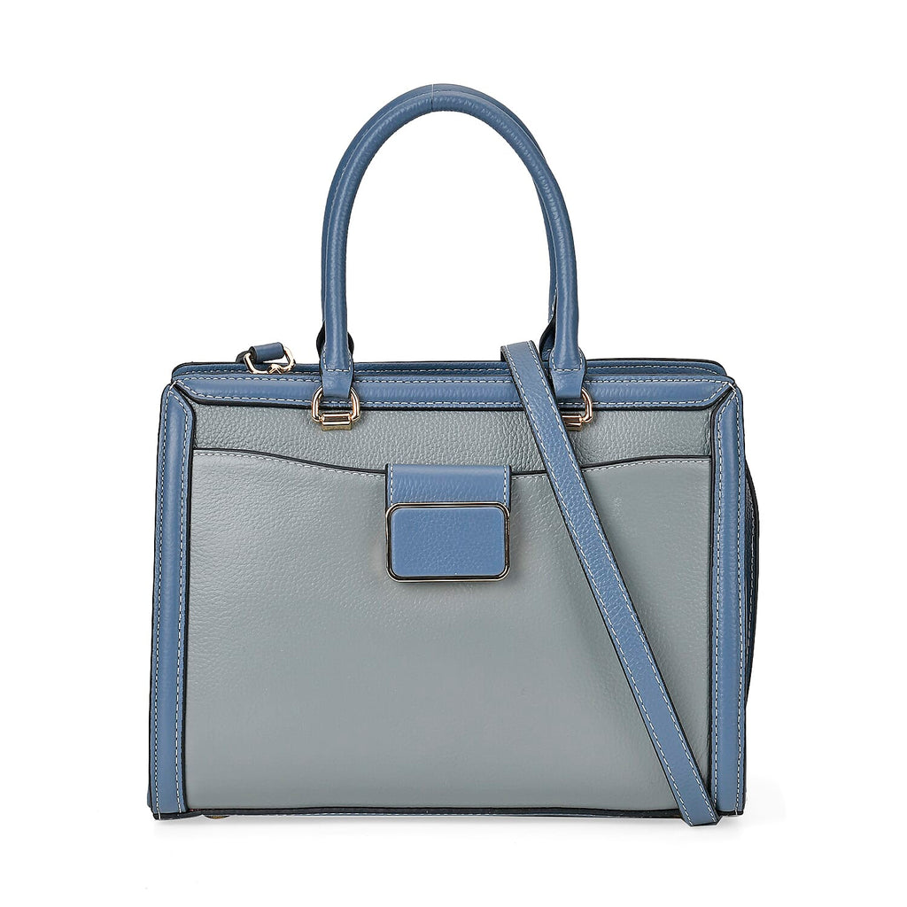 Designer Closeout - Genuine Leather Crossbody Bag With Handle Drop  (Size28x13x21 Cm) - Blue