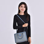 Designer Closeout - Genuine Leather Crossbody Bag With Handle Drop  (Size28x13x21 Cm) - Blue