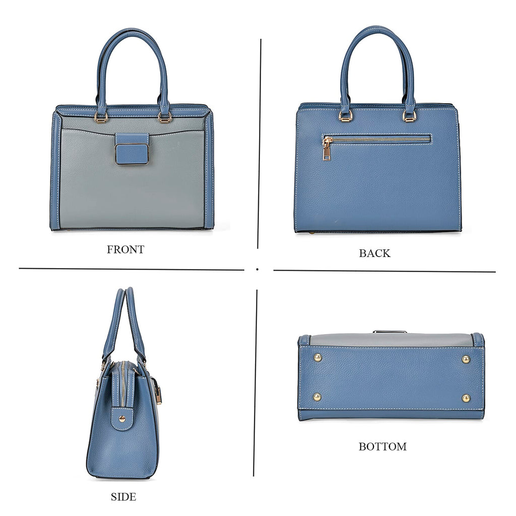 Designer Closeout - Genuine Leather Crossbody Bag With Handle Drop  (Size28x13x21 Cm) - Blue