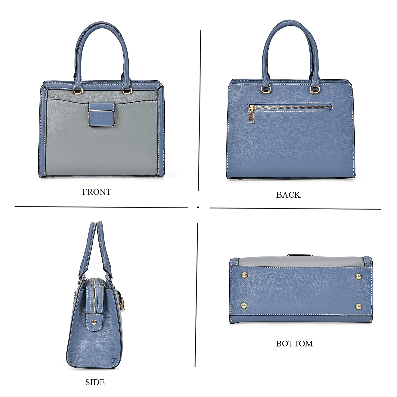 Designer Closeout - Genuine Leather Crossbody Bag With Handle Drop  (Size28x13x21 Cm) - Blue