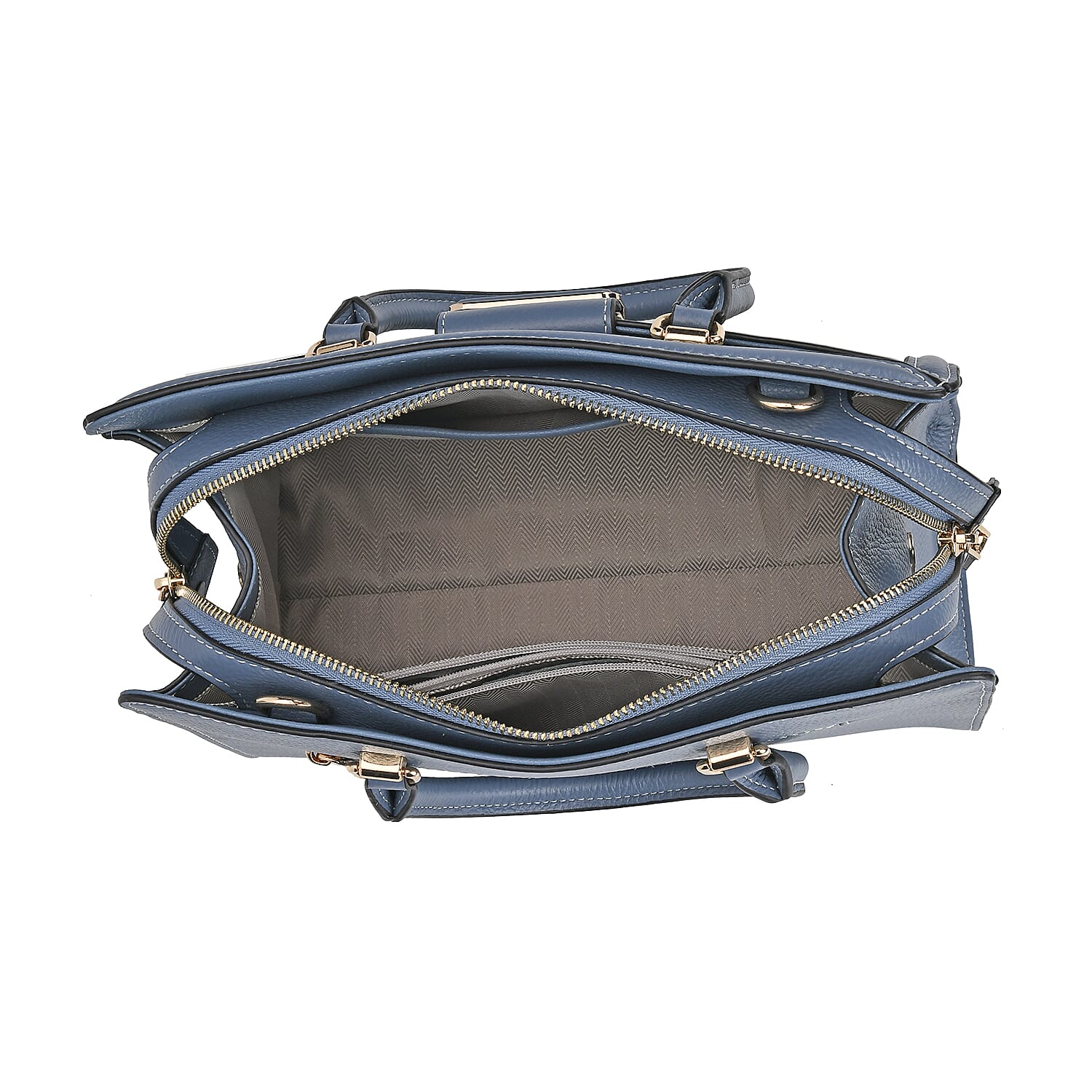 Designer Closeout - Genuine Leather Crossbody Bag With Handle Drop  (Size28x13x21 Cm) - Blue