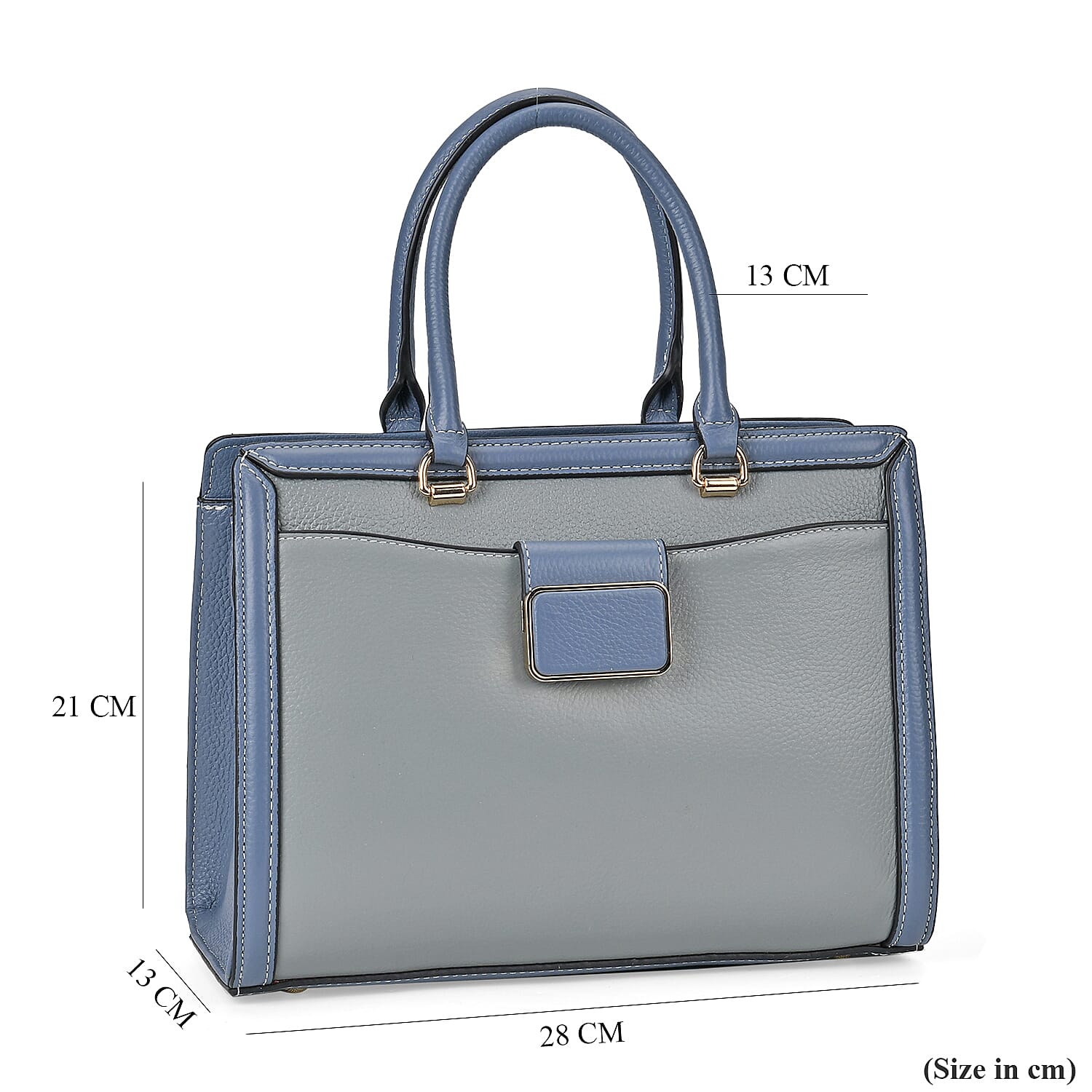 Designer Closeout - Genuine Leather Crossbody Bag With Handle Drop  (Size28x13x21 Cm) - Blue