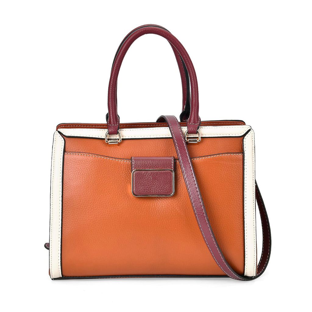 Designer Closeout - Genuine Leather Crossbody Bag With Handle Drop (Size28x13x21 Cm) - Brown