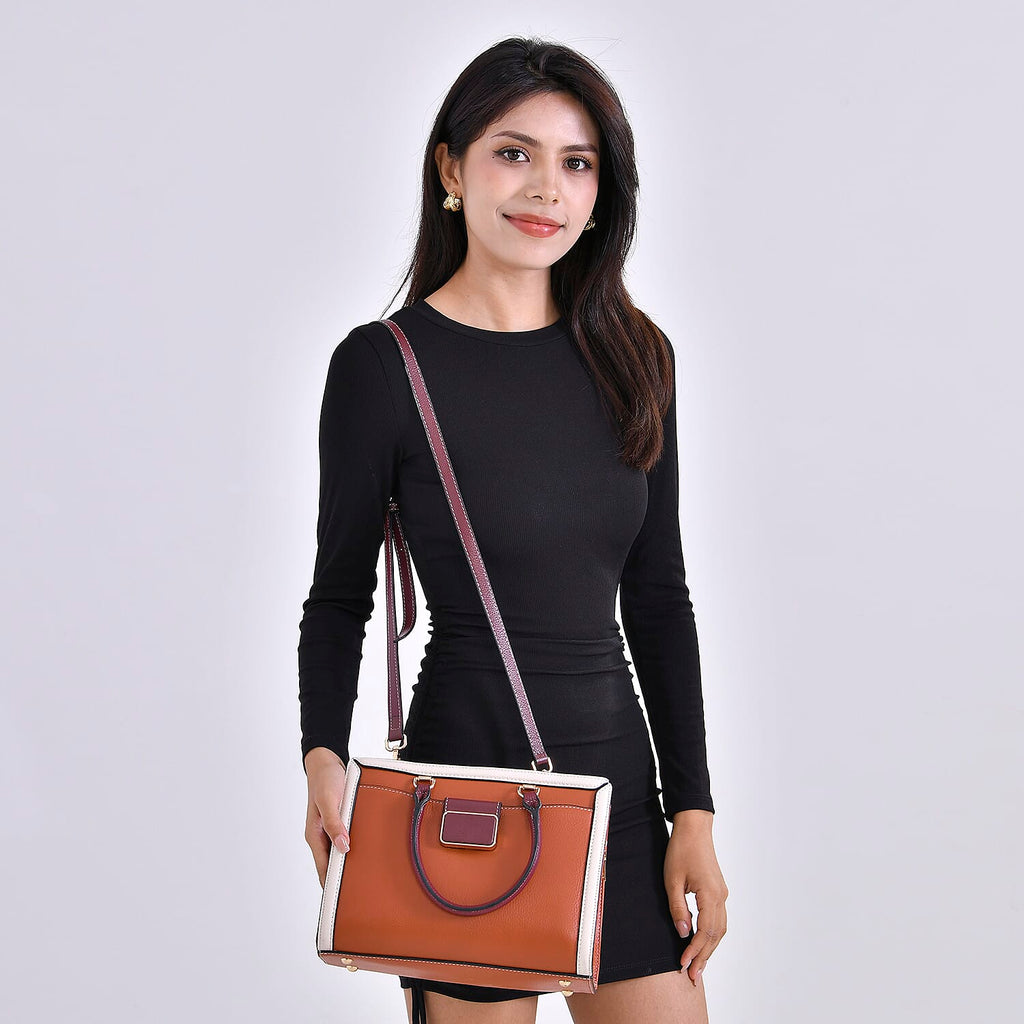 Designer Closeout - Genuine Leather Crossbody Bag With Handle Drop (Size28x13x21 Cm) - Brown