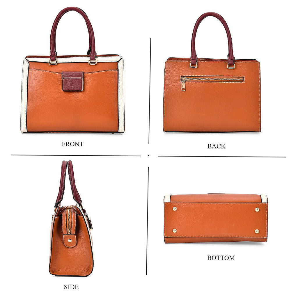 Designer Closeout - Genuine Leather Crossbody Bag With Handle Drop (Size28x13x21 Cm) - Brown