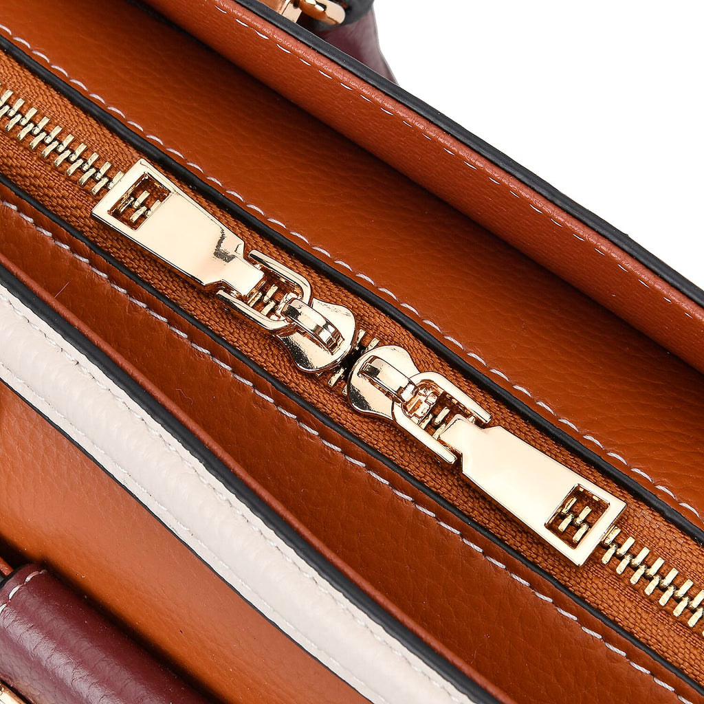 Designer Closeout - Genuine Leather Crossbody Bag With Handle Drop (Size28x13x21 Cm) - Brown