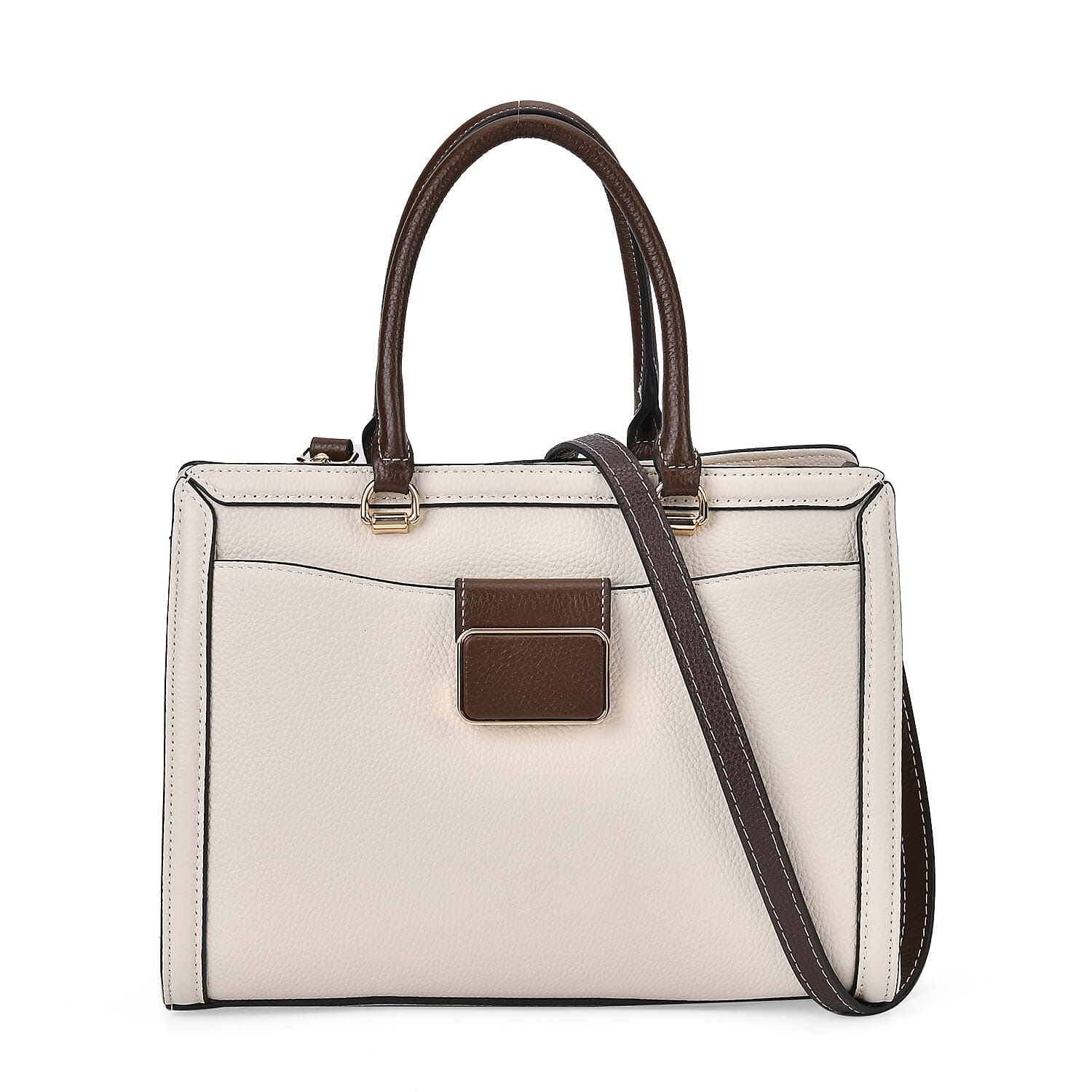 Designer Closeout - Genuine Leather Crossbody Bag With Handle Drop  (Size28x13x21 Cm) - Cream