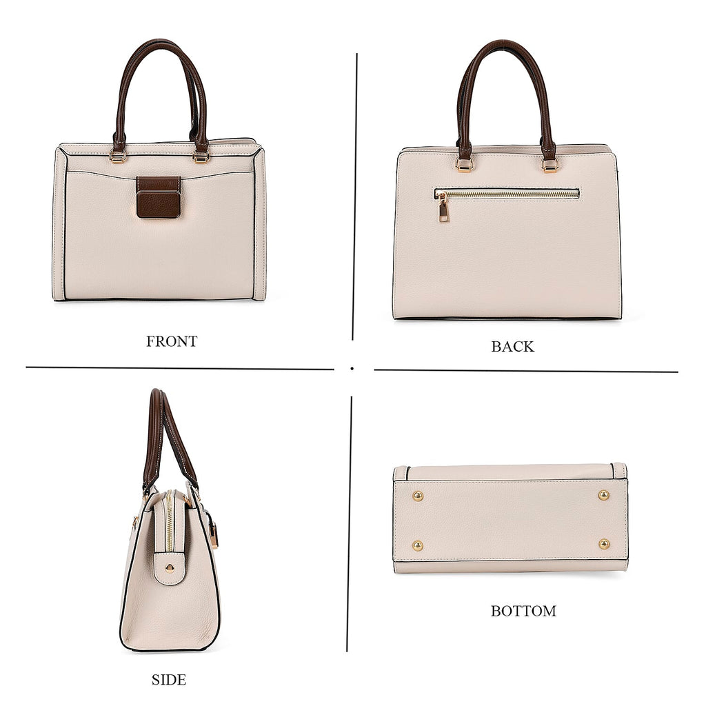 Designer Closeout - Genuine Leather Crossbody Bag With Handle Drop  (Size28x13x21 Cm) - Cream
