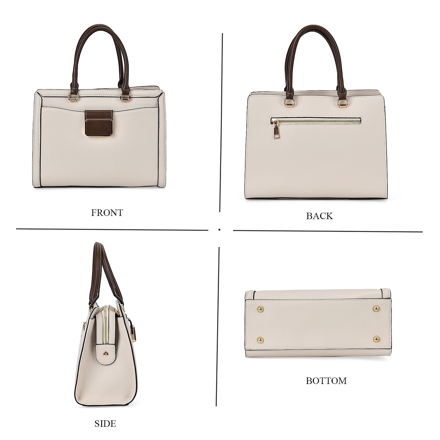 Designer Closeout - Genuine Leather Crossbody Bag With Handle Drop  (Size28x13x21 Cm) - Cream