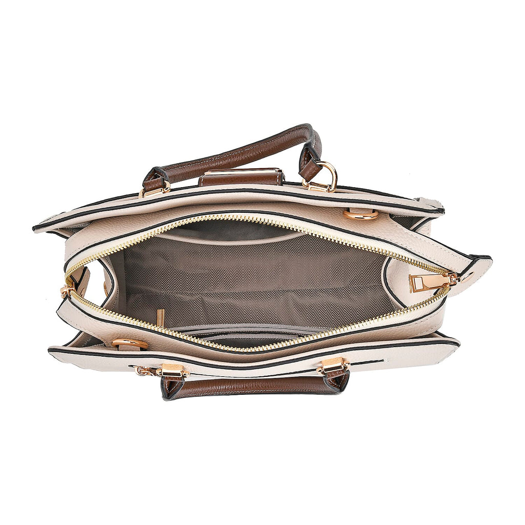 Designer Closeout - Genuine Leather Crossbody Bag With Handle Drop  (Size28x13x21 Cm) - Cream