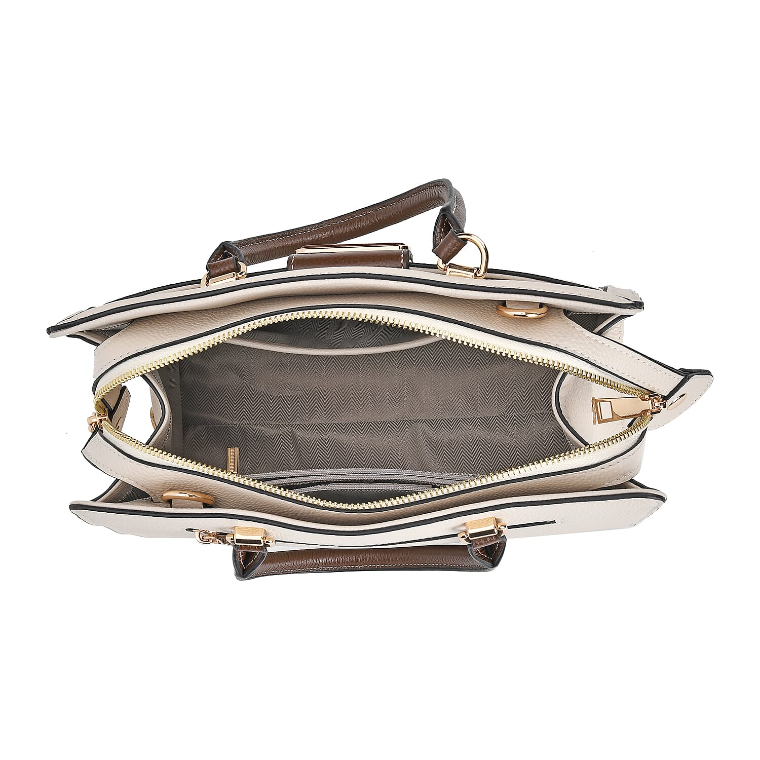 Designer Closeout - Genuine Leather Crossbody Bag With Handle Drop  (Size28x13x21 Cm) - Cream