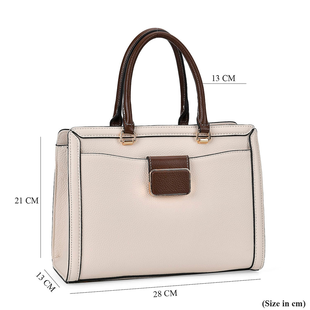 Designer Closeout - Genuine Leather Crossbody Bag With Handle Drop  (Size28x13x21 Cm) - Cream