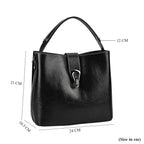 100 % Genuine Leather Solid Crossbody Bag (Size 24x10x21 cm) - Black