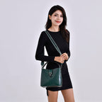 100% Genuine Leather Solid Crossbody Bag (Size 24x10x21 cm) - Green