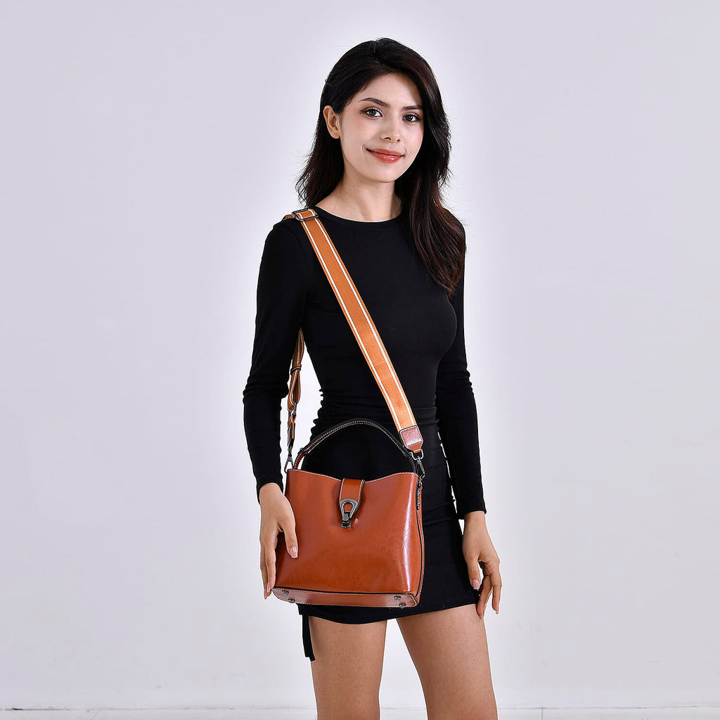 100% Genuine Leather Solid Crossbody Bag (Size 24x10x21 cm) - Tan