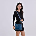100% Genuine Leather Solid Crossbody Bag (Size 24x10x21 cm) - Teal