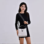 100% Genuine Leather Solid Crossbody Bag (Size 24x10x21 cm) - White