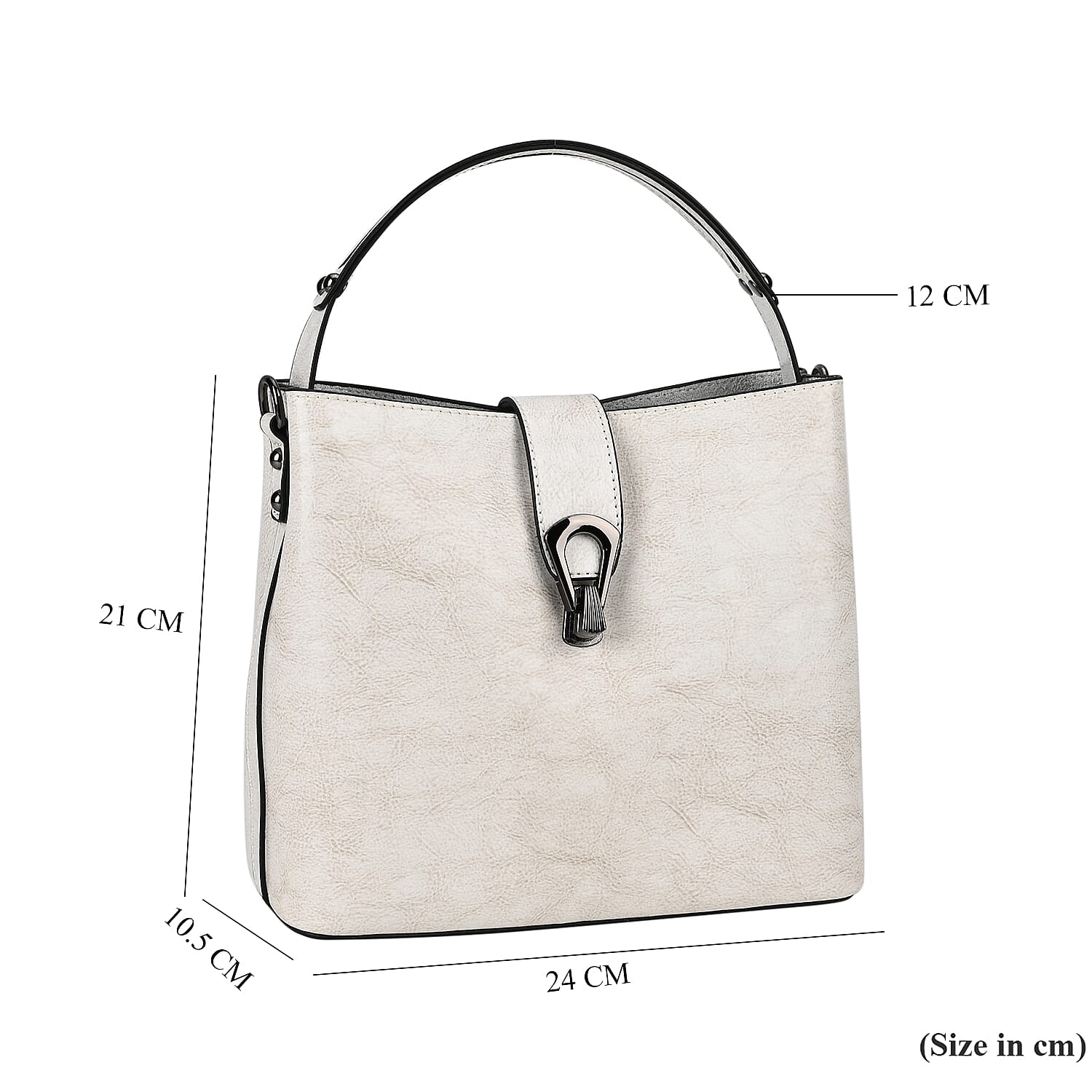 100% Genuine Leather Solid Crossbody Bag (Size 24x10x21 cm) - White
