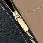Genuine Leather Solid Crossbody Bag with Long Shoulder Strap - Black - Khaki