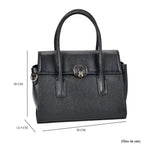 Genuine Leather Solid Crossbody Bag with Handle Drop - Black