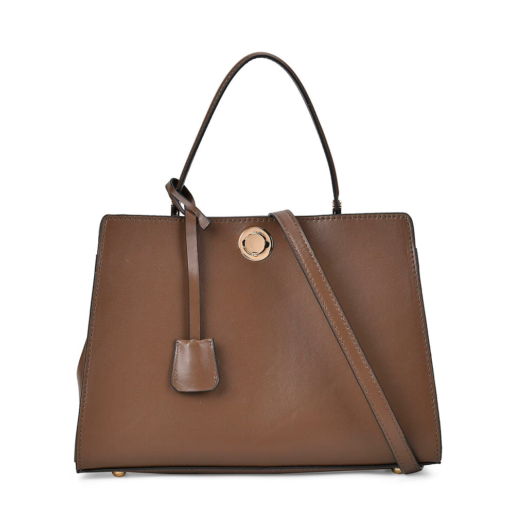 One Time Designer Closeout Deal - Genuine Leather Crossbody Bag - Coffee