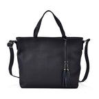 Genuine Leather Solid Crossbody Bag (Size 35x10x33 cm) - Black & Pink