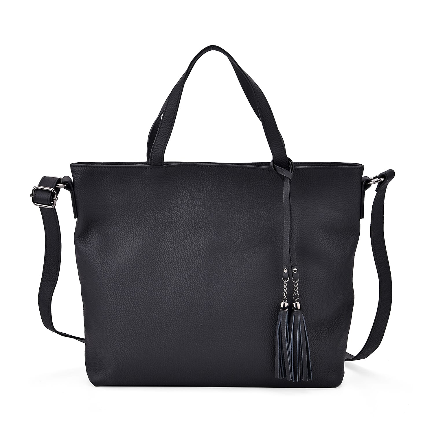 Genuine Leather Solid Crossbody Bag (Size 35x10x33 cm) - Black & Pink