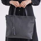 Genuine Leather Solid Crossbody Bag (Size 35x10x33 cm) - Black & Pink