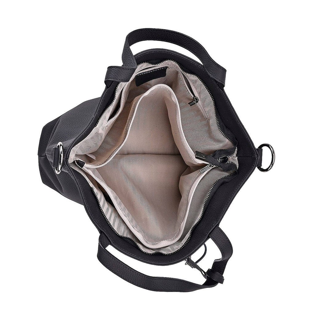 Genuine Leather Solid Crossbody Bag (Size 35x10x33 cm) - Black & Pink