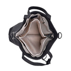 Genuine Leather Solid Crossbody Bag (Size 35x10x33 cm) - Black & Pink