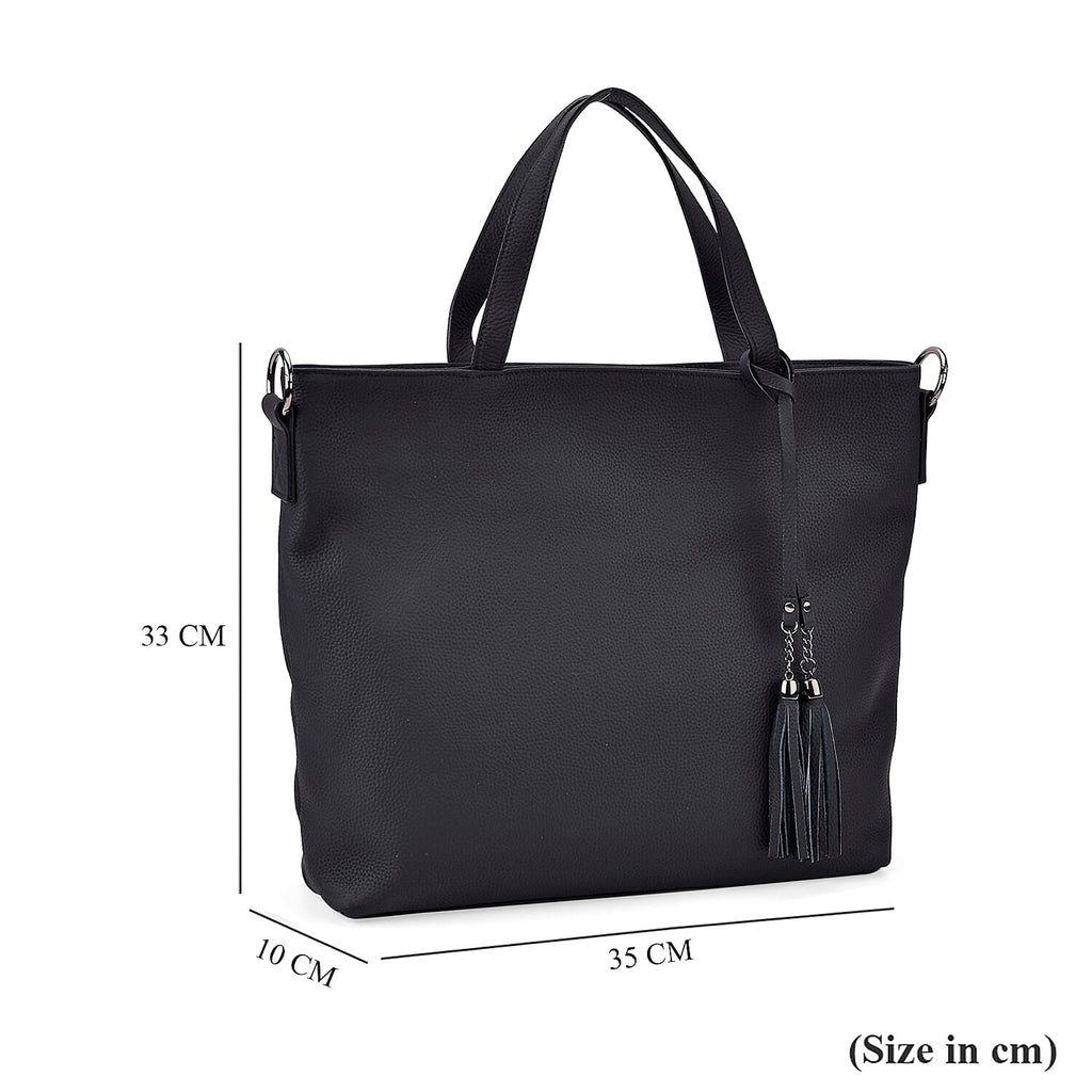 Genuine Leather Solid Crossbody Bag (Size 35x10x33 cm) - Black & Pink