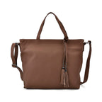 Genuine Leather Solid Crossbody Bag (Size 35x10x33 cm) - Brown & Pink