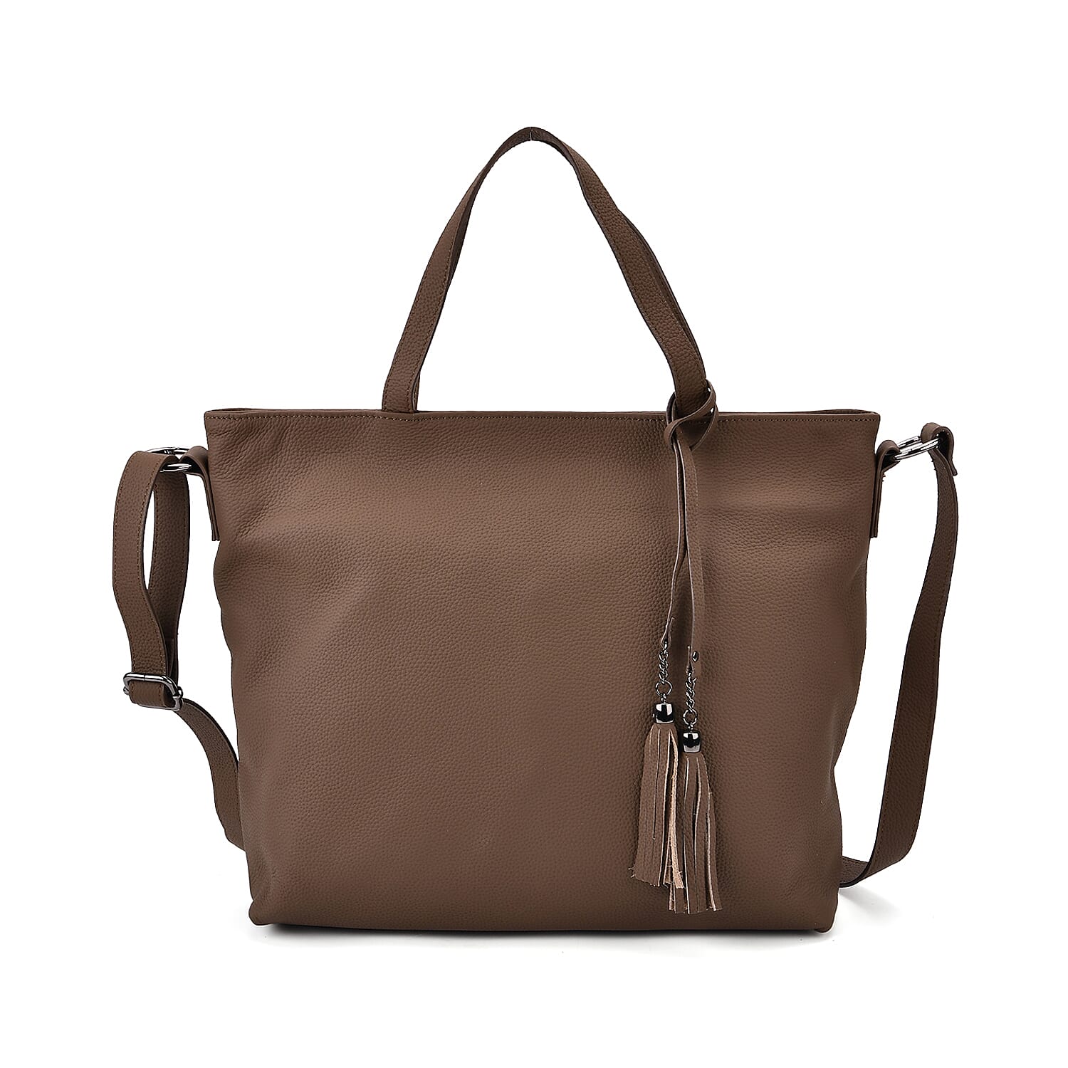 Genuine Leather Solid Crossbody Bag (Size 35x10x33 cm) - Brown & Pink