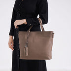 Genuine Leather Solid Crossbody Bag (Size 35x10x33 cm) - Brown & Pink