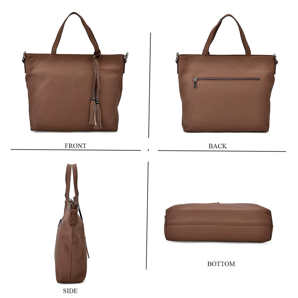 Genuine Leather Solid Crossbody Bag (Size 35x10x33 cm) - Brown & Pink