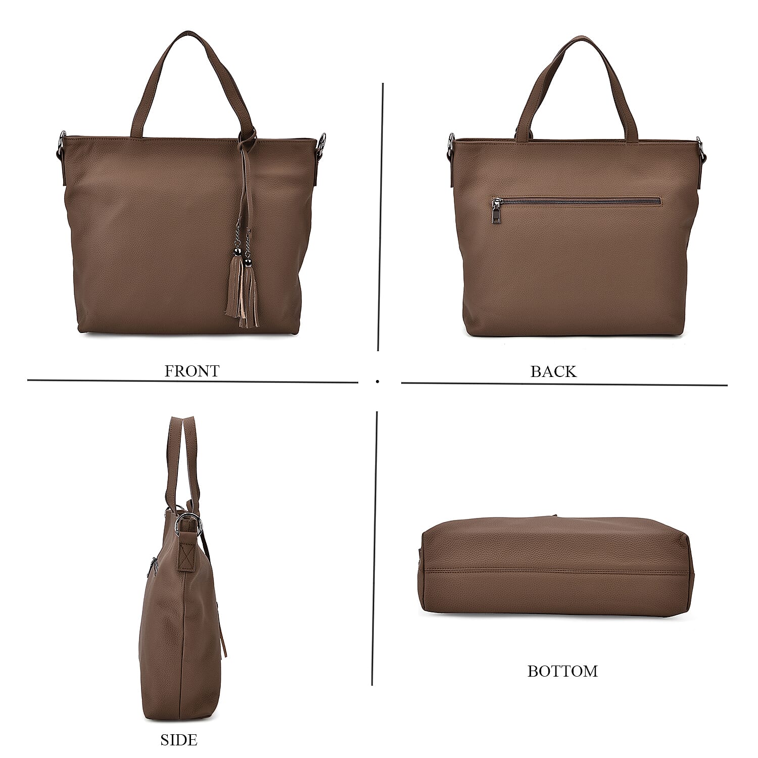 Genuine Leather Solid Crossbody Bag (Size 35x10x33 cm) - Brown & Pink