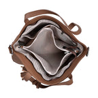 Genuine Leather Solid Crossbody Bag (Size 35x10x33 cm) - Brown & Pink