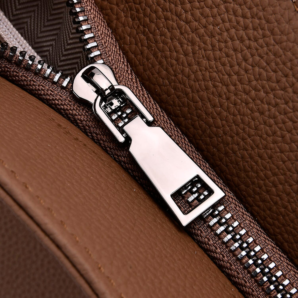 Genuine Leather Solid Crossbody Bag (Size 35x10x33 cm) - Brown & Pink
