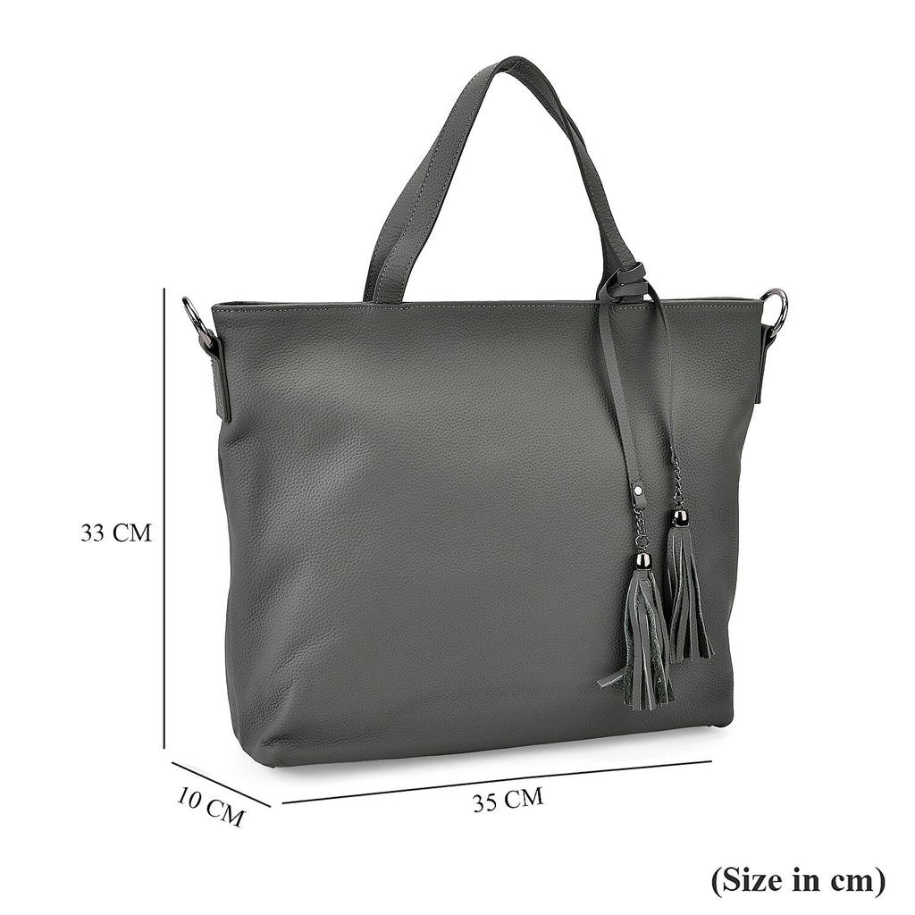 Genuine Leather Solid Crossbody Bag (Size 35x10x33 cm) - Green & Pink