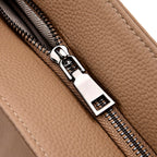 Genuine Leather Solid Crossbody Bag (Size 35x10x33 cm) - Khaki & Pink