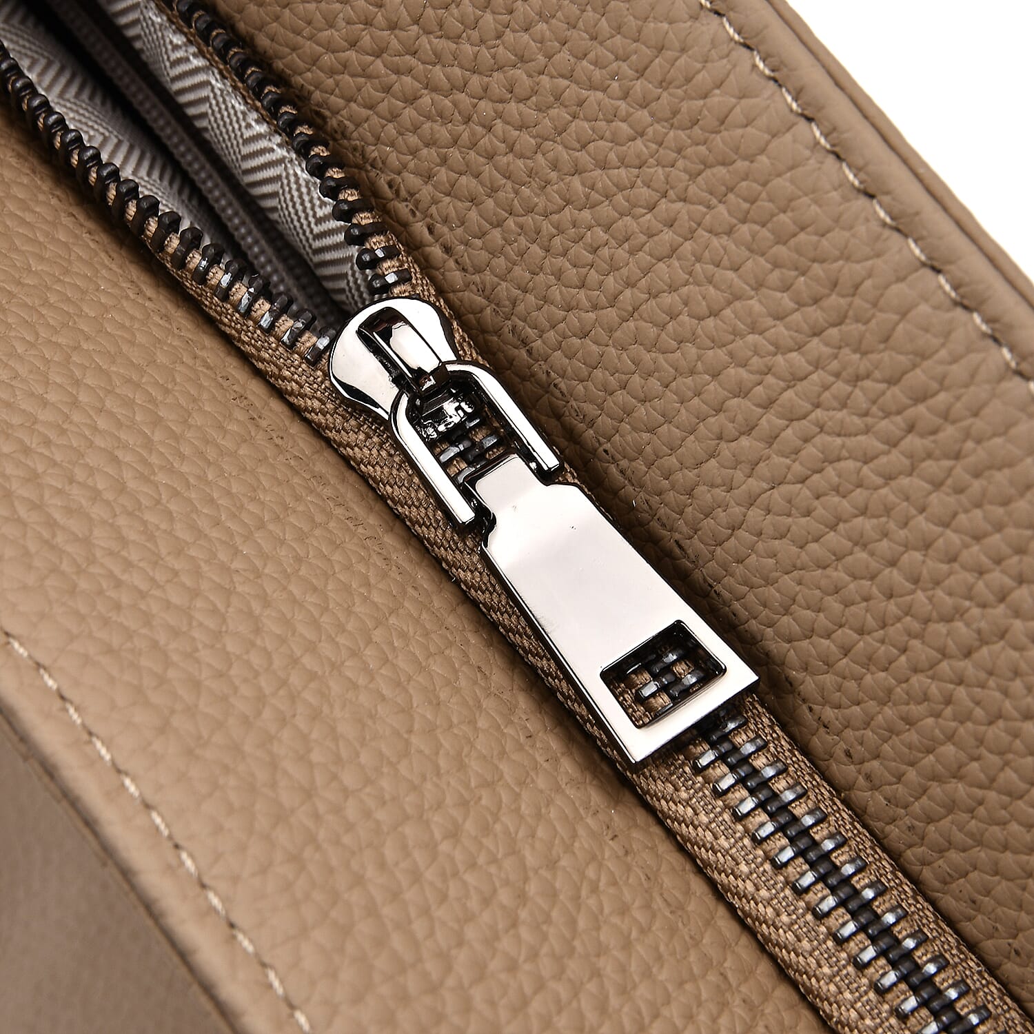 Genuine Leather Solid Crossbody Bag (Size 35x10x33 cm) - Khaki & Pink